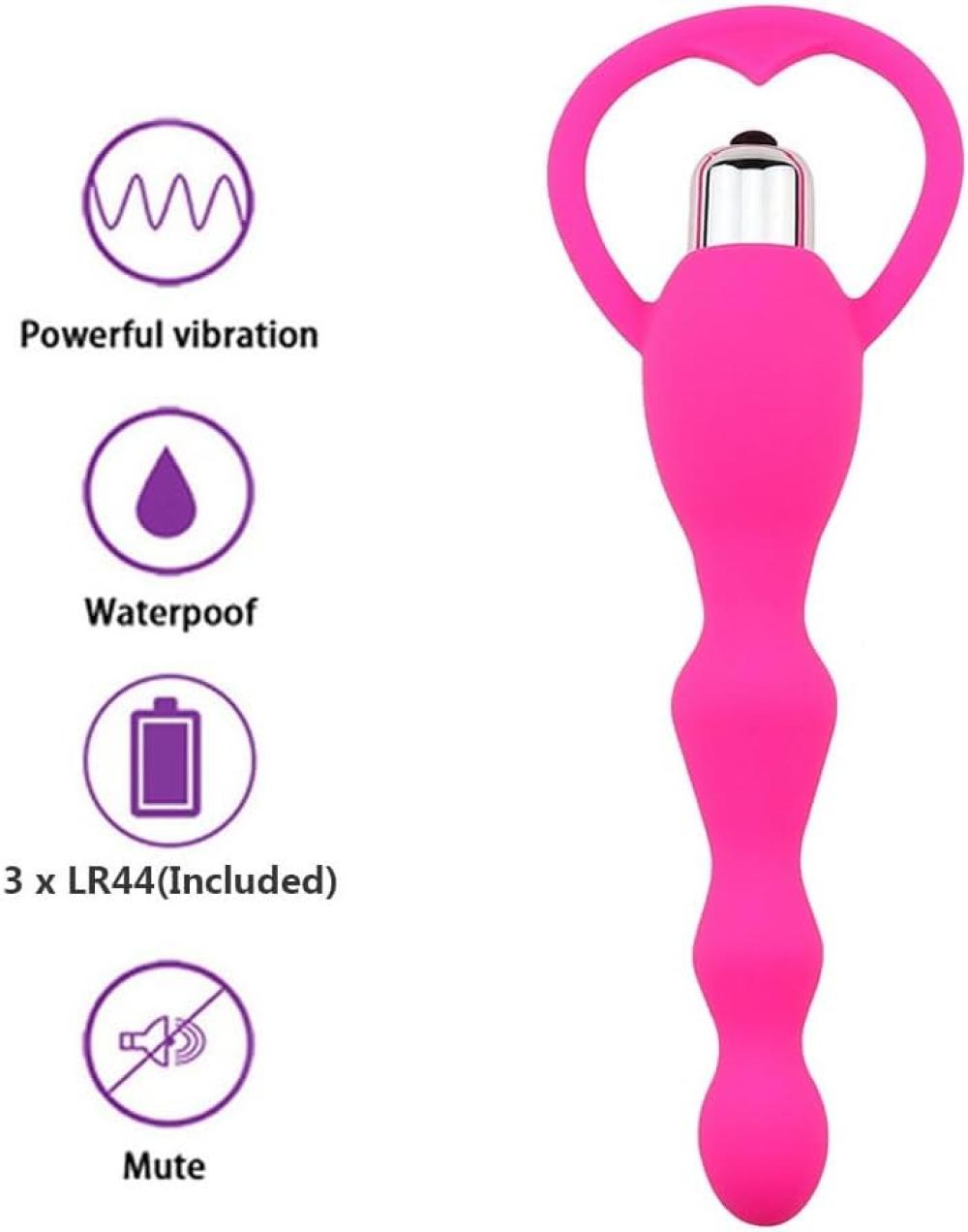 10 Mod Titreşimli Tutma Halkalı 3 Bouğumlu Anal Plug Butt Plug