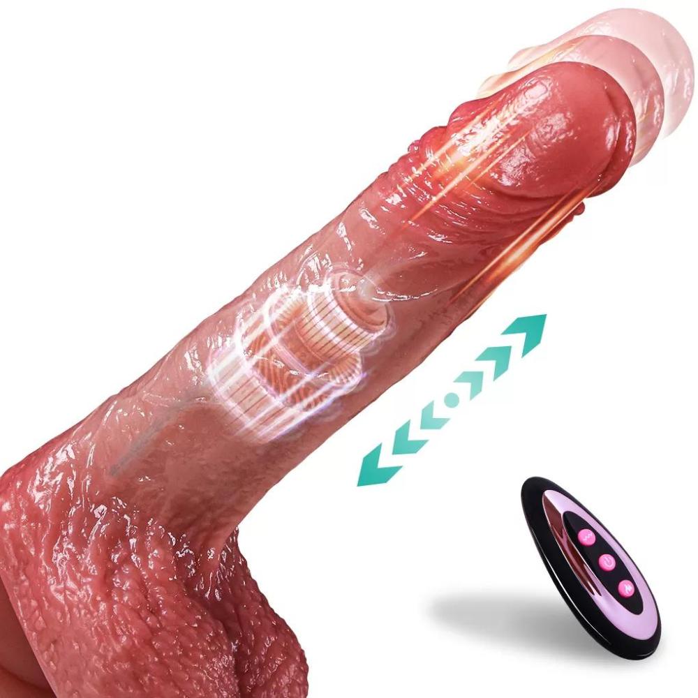 19 CM Kumandalı Isıtmalı İleri Geri Hareketli Titreşimli Damarlı Dildo Realistik Penis