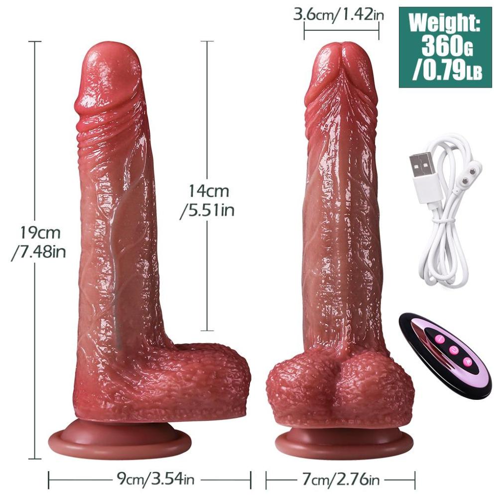 19 CM Kumandalı Isıtmalı İleri Geri Hareketli Titreşimli Damarlı Dildo Realistik Penis