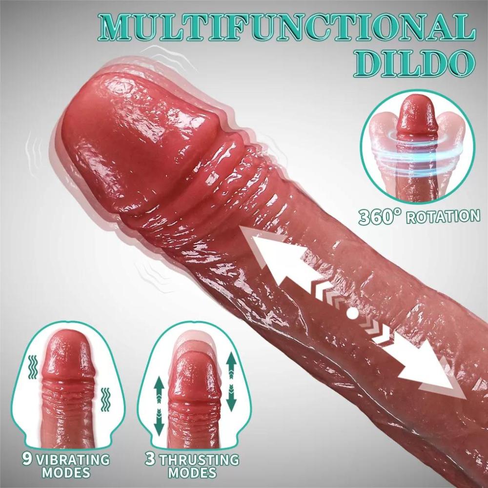 19 CM Kumandalı Isıtmalı İleri Geri Hareketli Titreşimli Damarlı Dildo Realistik Penis