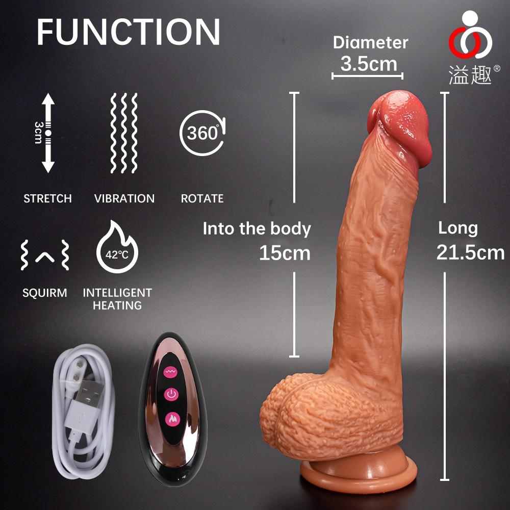 21.5 CM Kumandalı Isıtmalı İleri Geri Hareketli Titreşimli Damarlı Dildo Realistik Penis