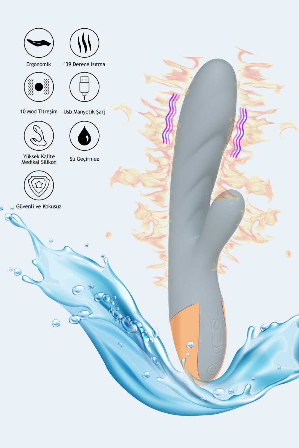 41°C Isıtmalı Ve 10 Mod Titreşimli Delux Vibratör 