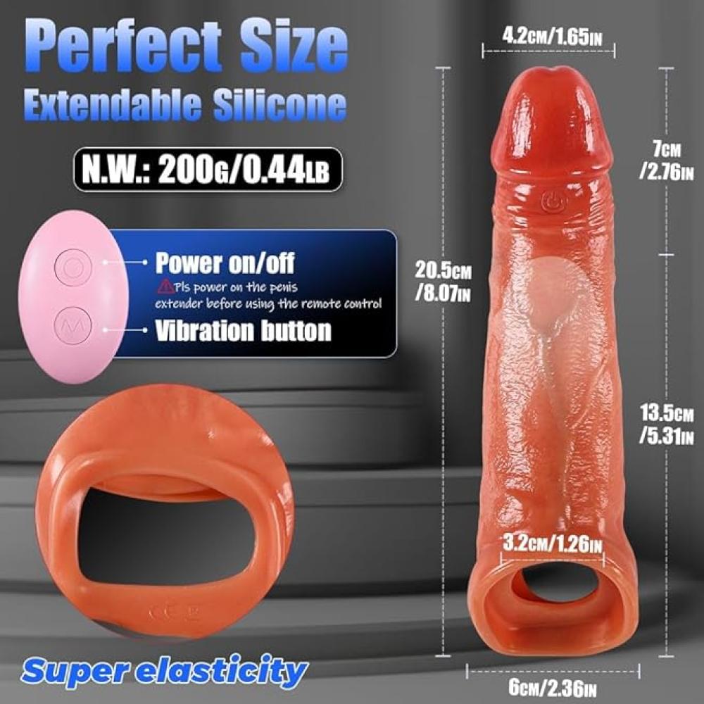 7.5 CM Uzatmalı Uzaktan Kumandalı Titreşimli Penis Kılıfı