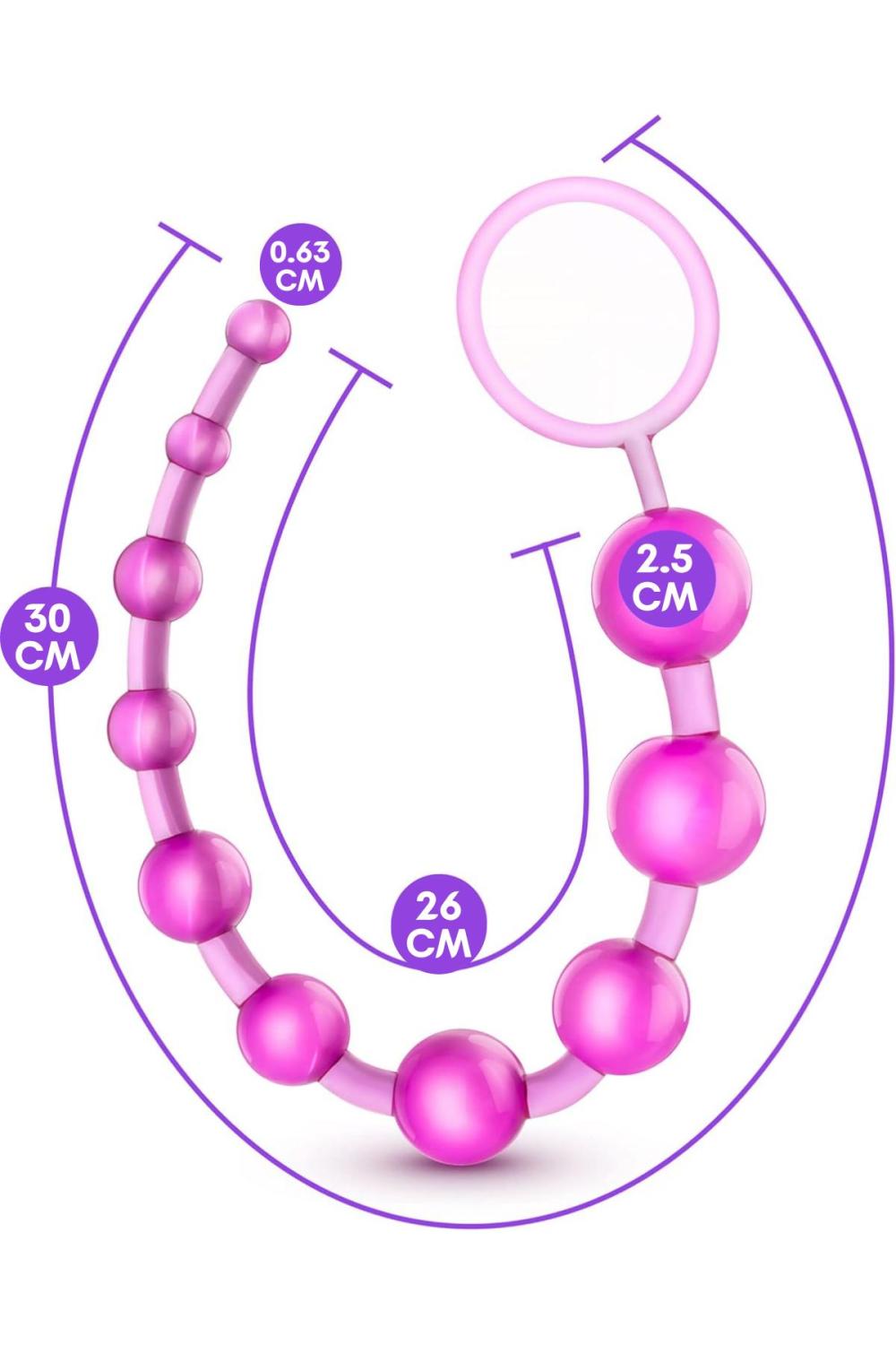 Anal Beads Pembe 10 Boğumlu 30 Cm Tutma Halkalı Silikon Anal Plug