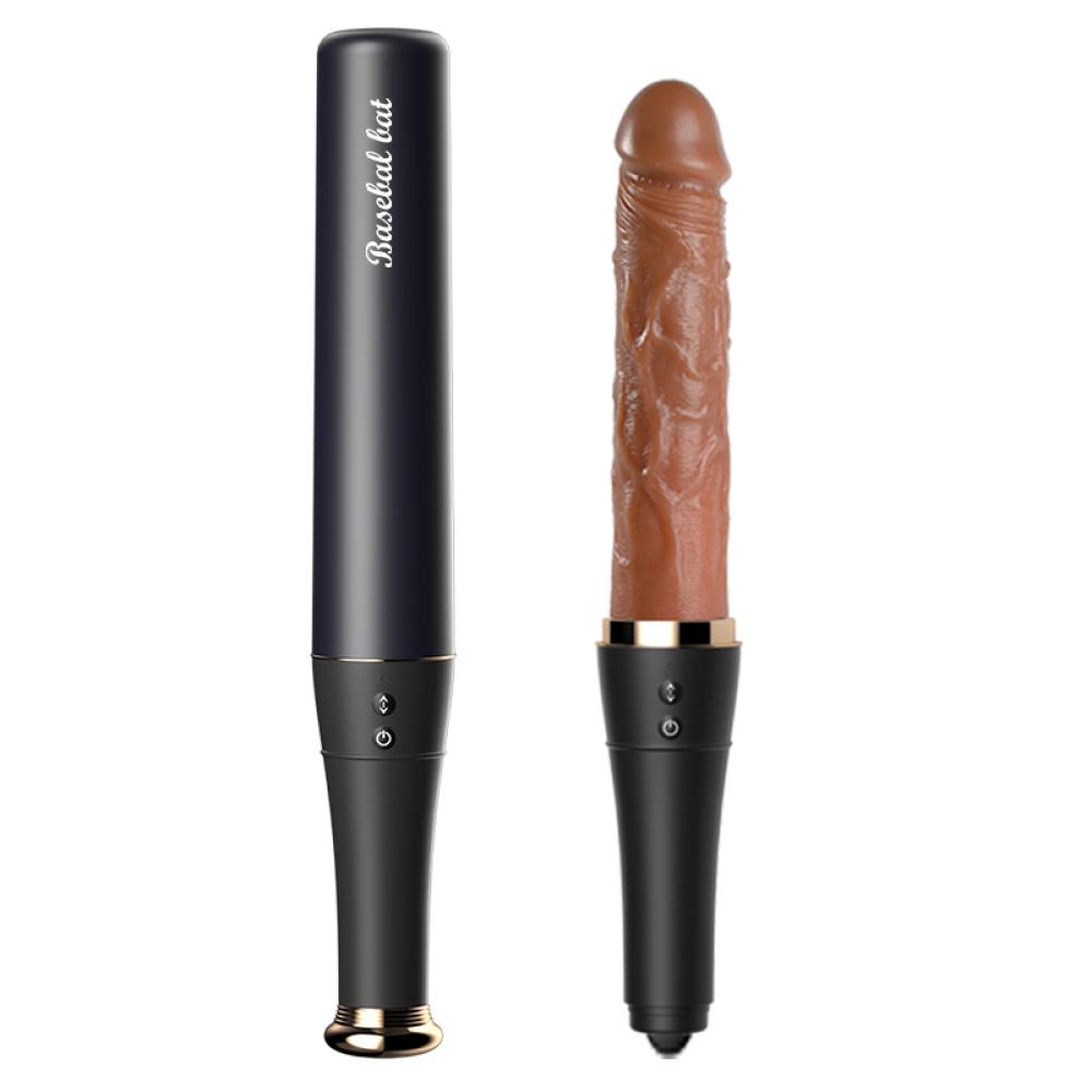 Baseball Sopası Şeklinde Titreşimli Isıtmalı İleri Geri Hareketli Dil Darbeli  Dildo