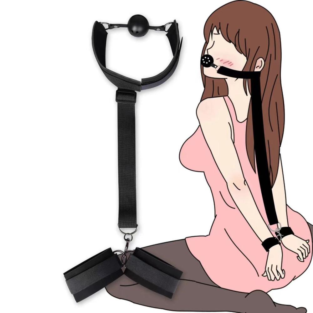 BDSM Ağız Toplu Ve Kelepçeli Boyun Tasması Vücut Bağı