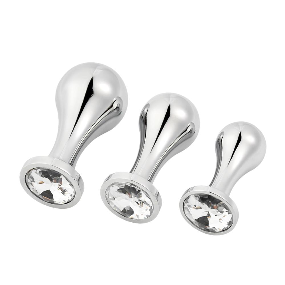 Beyaz Müchever Taşlı Yuvarlak Anal Plug Butt Plug Küçük Boy