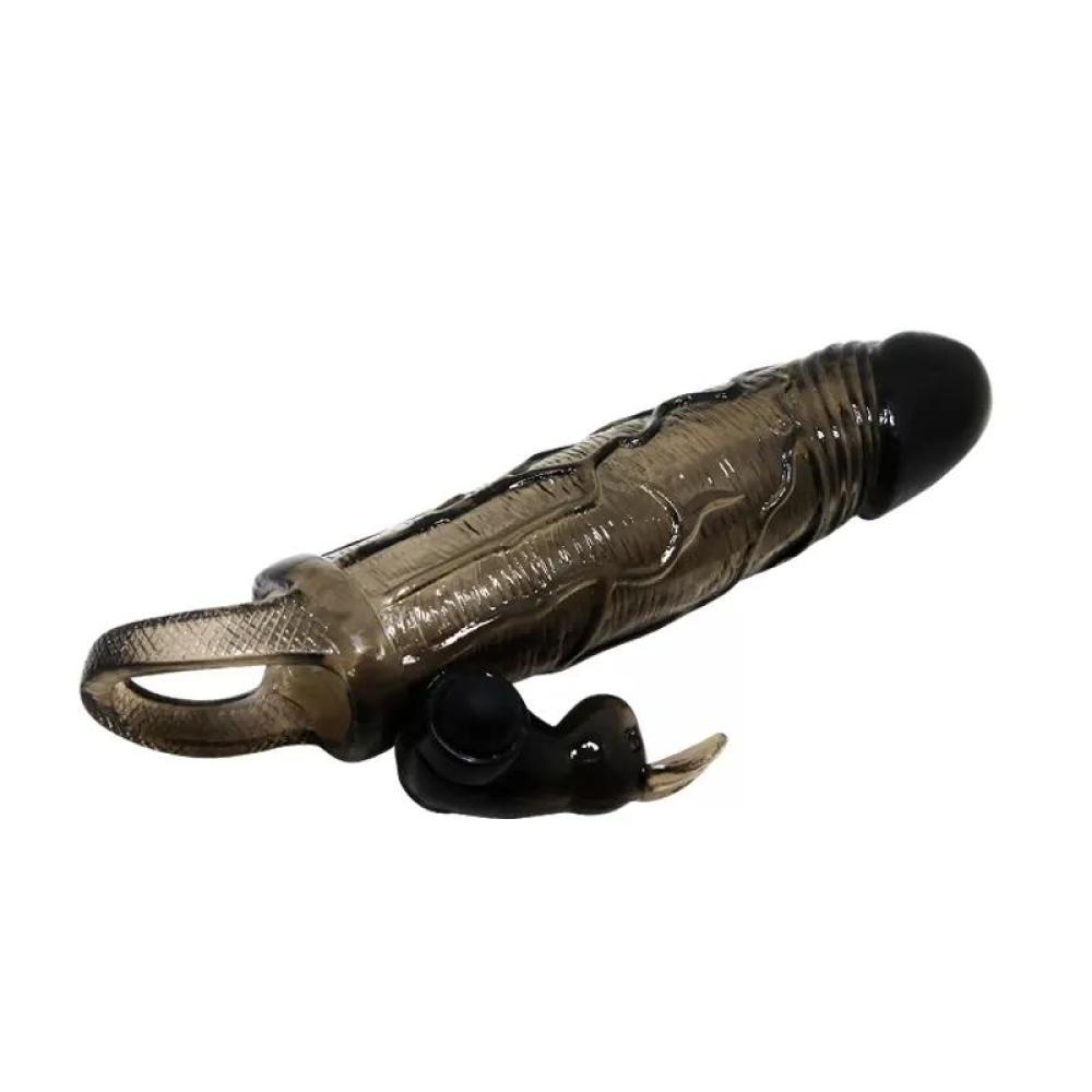 BRAVE MAN 3.5 Cm Uzatmalı Klitoris ve G-Spot Uyarıcı Titreşimli Silikon Penis Kılıfı