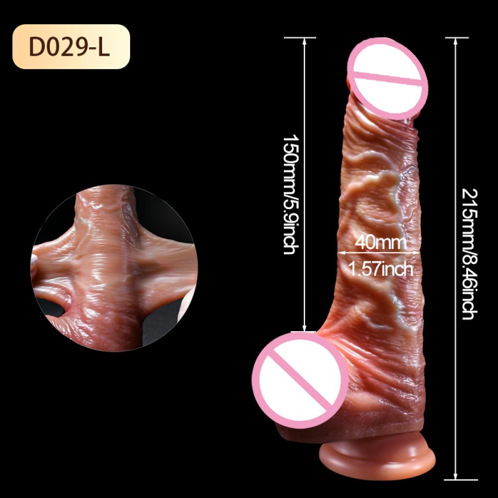 Çift Katmanlı Damarlı Deri 21.5 Cm Realistik Yapay Penis Vantuzlu Dildo