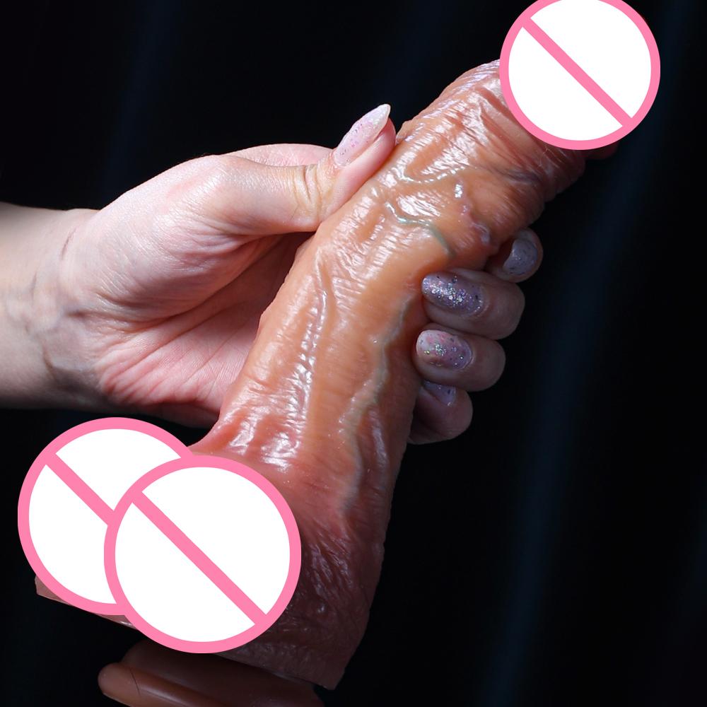 Çift Katmanlı Damarlı Deri 21.5 Cm Realistik Yapay Penis Vantuzlu Dildo