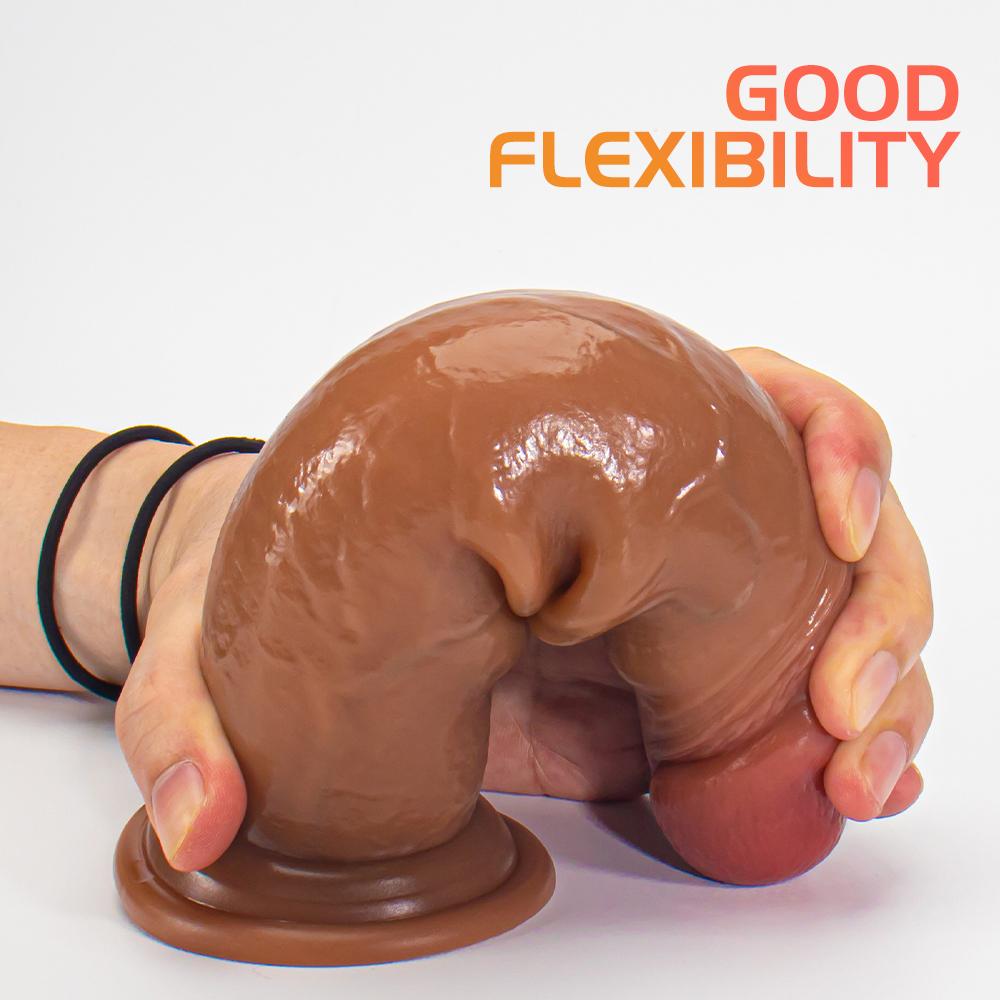 Çift Katmanlı Damarlı Deri Kalın 20 Cm Realistik Yapay Penis Vantuzlu Dildo