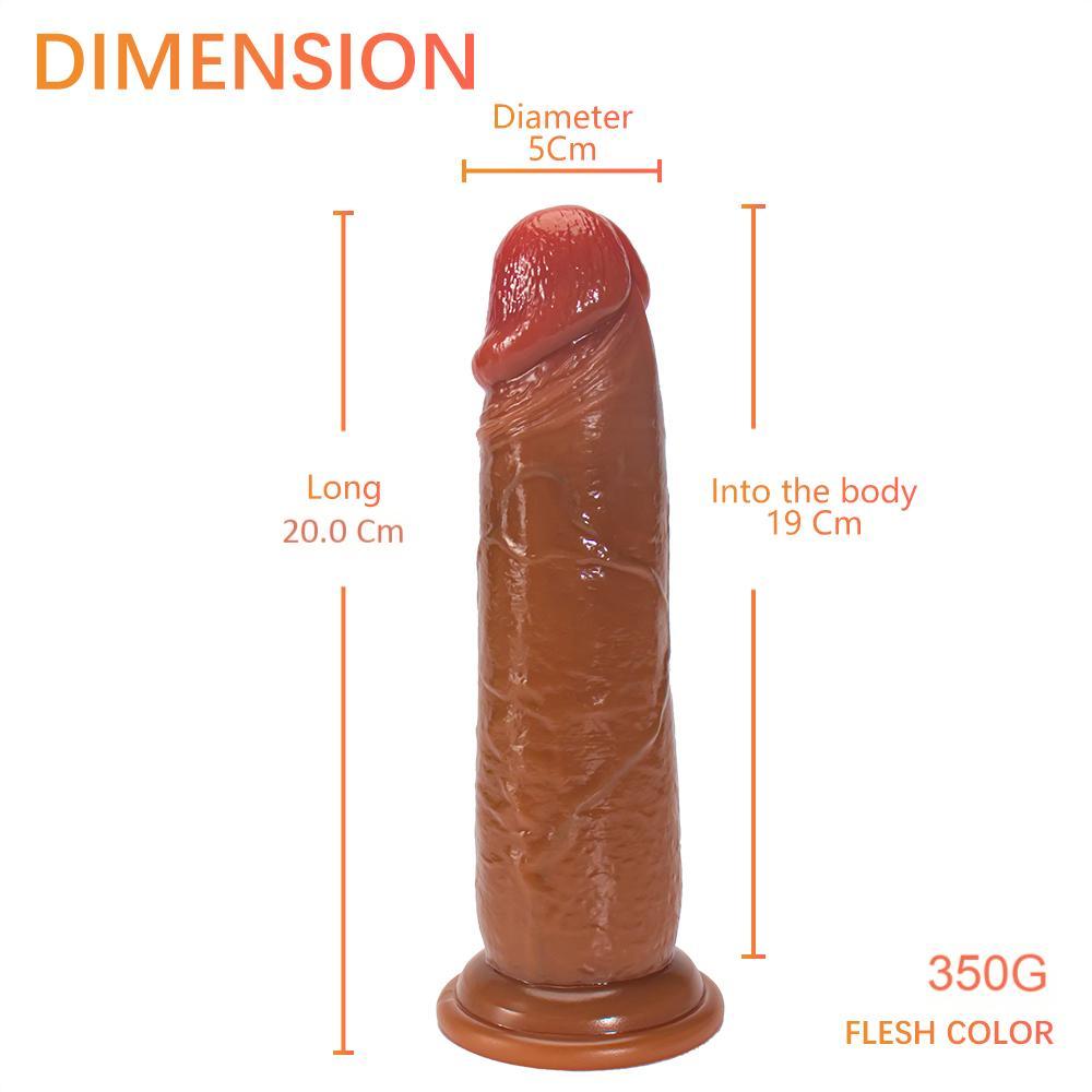 Çift Katmanlı Damarlı Deri Kalın 20 Cm Realistik Yapay Penis Vantuzlu Dildo