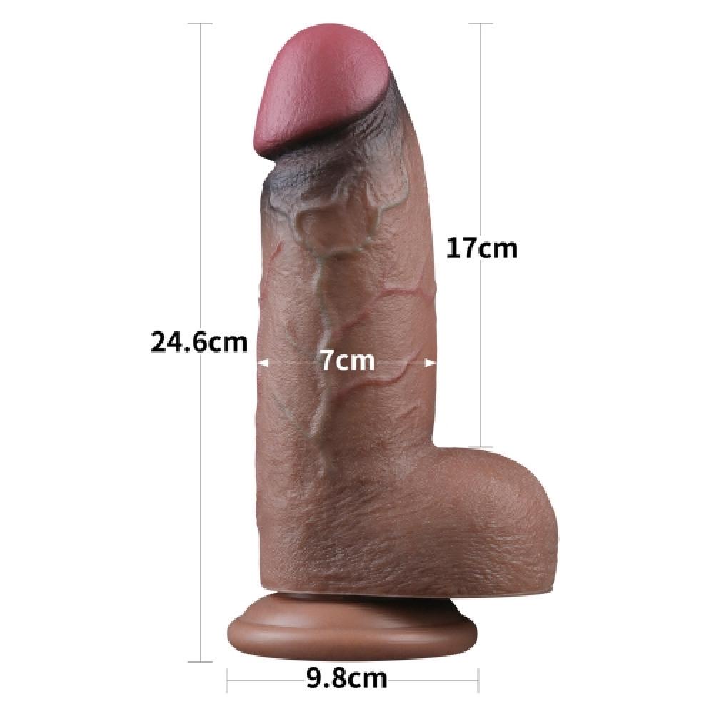 Çift Katmanlı Deri 25 Cm Büyük Boy Damarlı Kalın Dildo