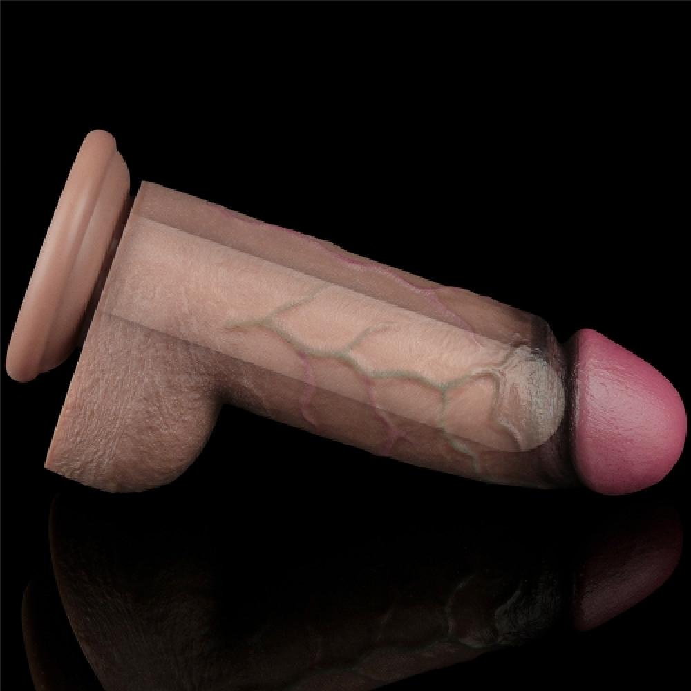 Çift Katmanlı Deri 25 Cm Büyük Boy Damarlı Kalın Dildo