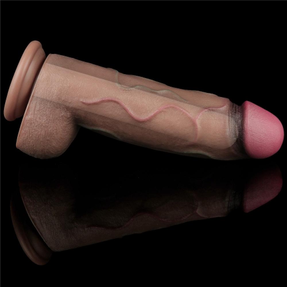 Çift Katmanlı Deri 31 Cm Büyük Boy Damarlı Kalın Dildo
