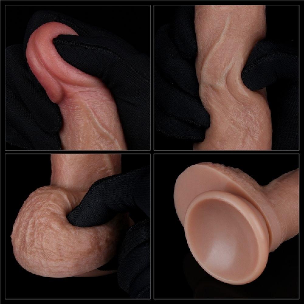 Çift Katmanlı Deri Damarlı 18.5 CM Sünnetsiz Dildo Yapay Penis
