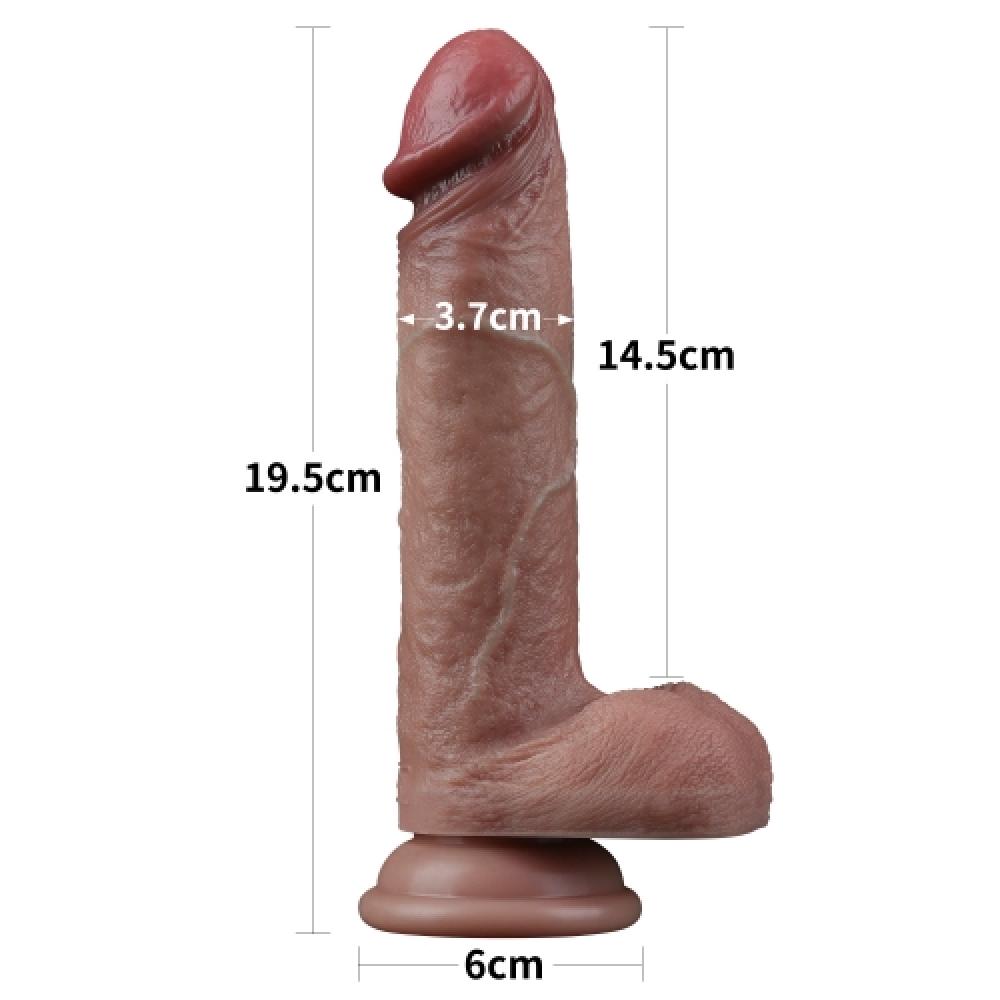 Çift Katmanlı Deri Damarlı 19.5 CM Sünnetsiz Dildo Yapay Penis