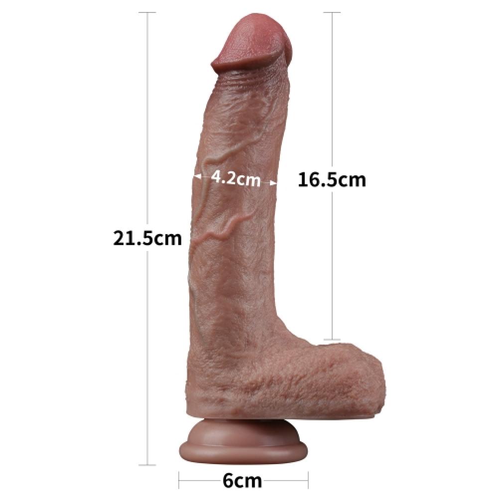 Çift Katmanlı Deri Damarlı 21.5 CM Dildo Yapay Penis