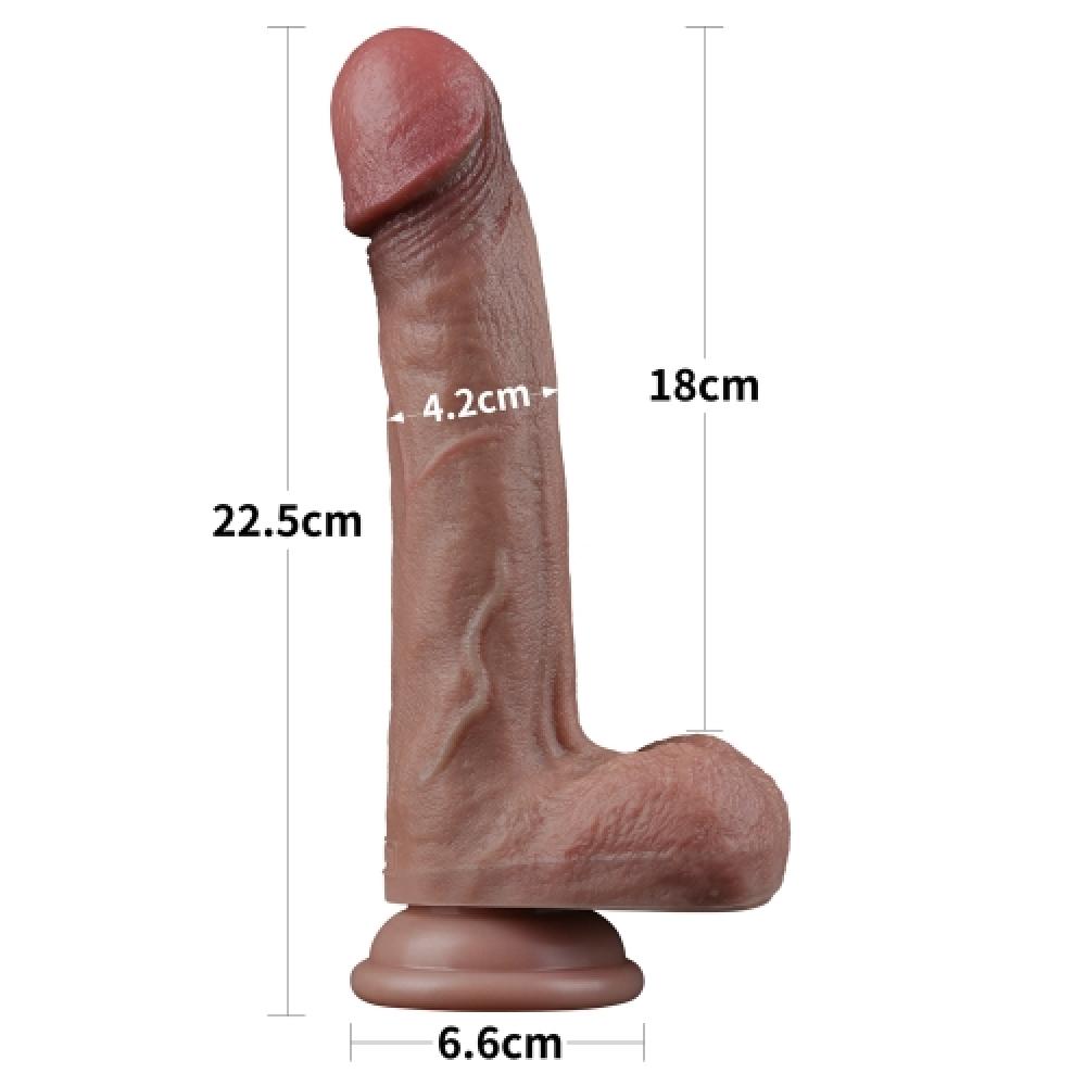Çift Katmanlı Deri Damarlı 22.5 CM Dildo Yapay Penis