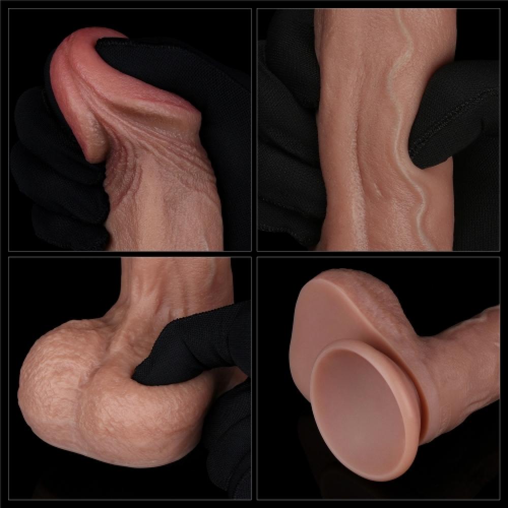 Çift Katmanlı Deri Damarlı 22.5 CM Dildo Yapay Penis