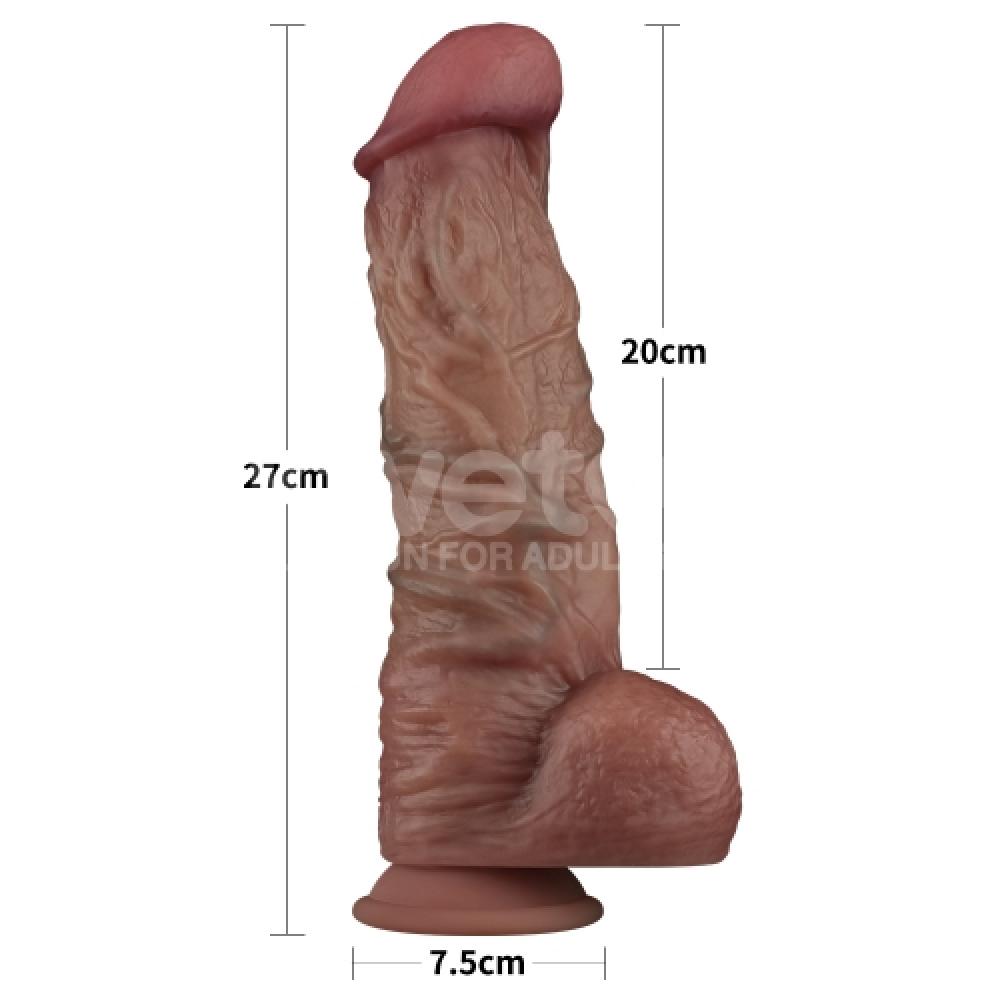 Çift Katmanlı Deri Damarlı 27 CM Dildo Yapay Penis