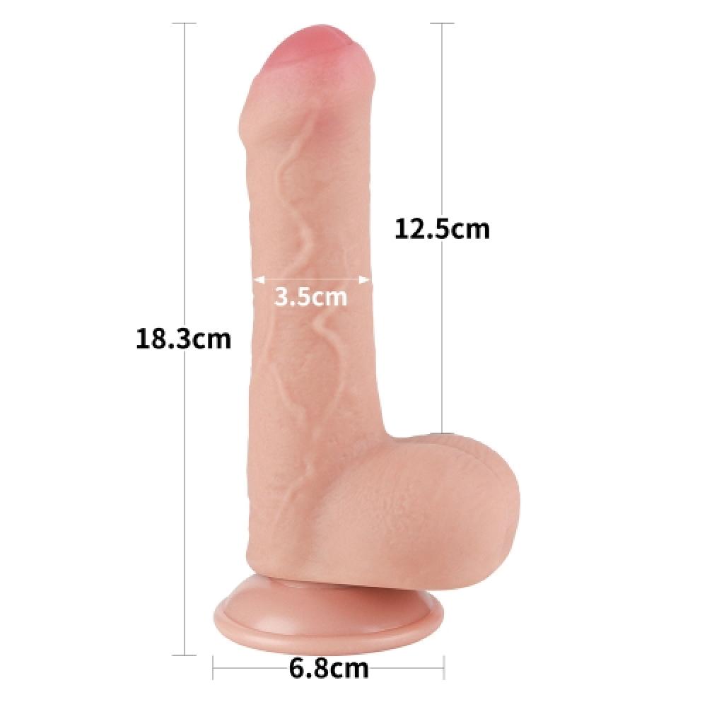 Çift Katmanlı Kayar Deri Damarlı 18.5 CM Dildo Yapay Penis