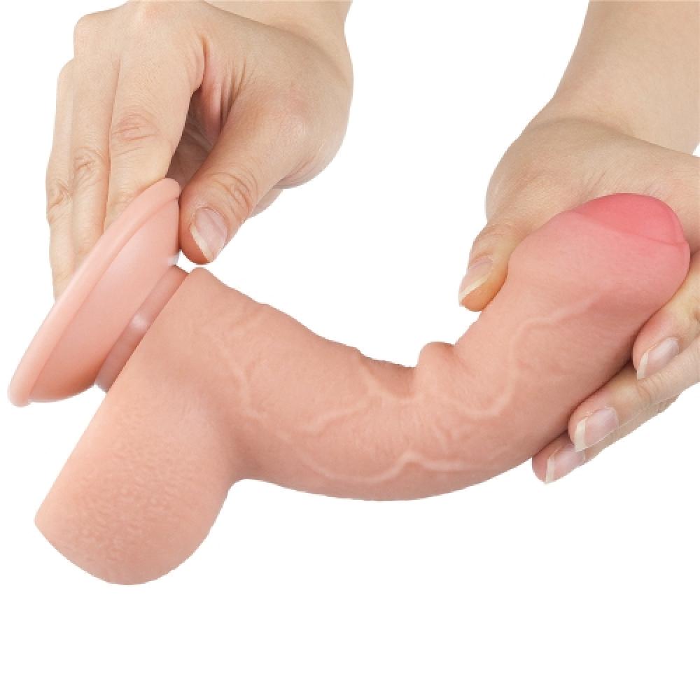 Çift Katmanlı Kayar Deri Damarlı 18.5 CM Dildo Yapay Penis