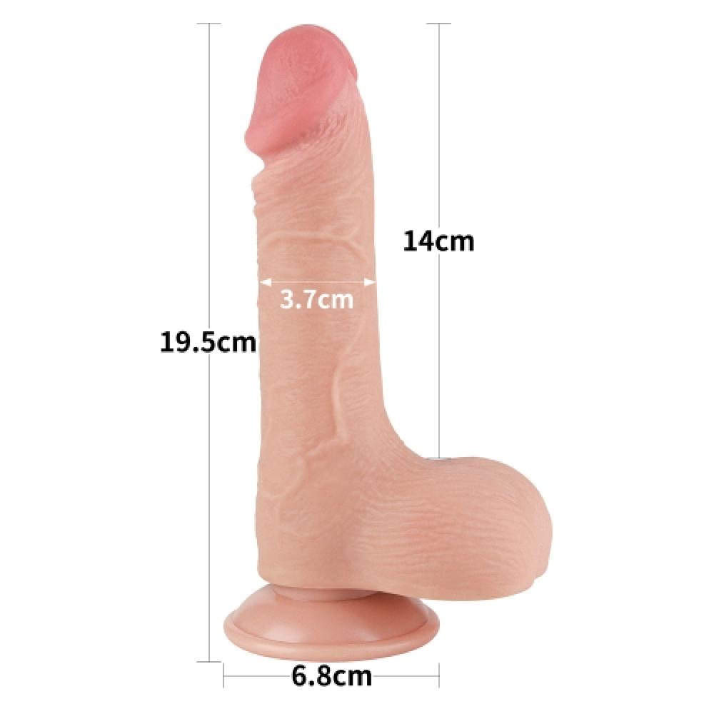 Çift Katmanlı Kayar Deri Damarlı 19.5 CM Dildo Penis