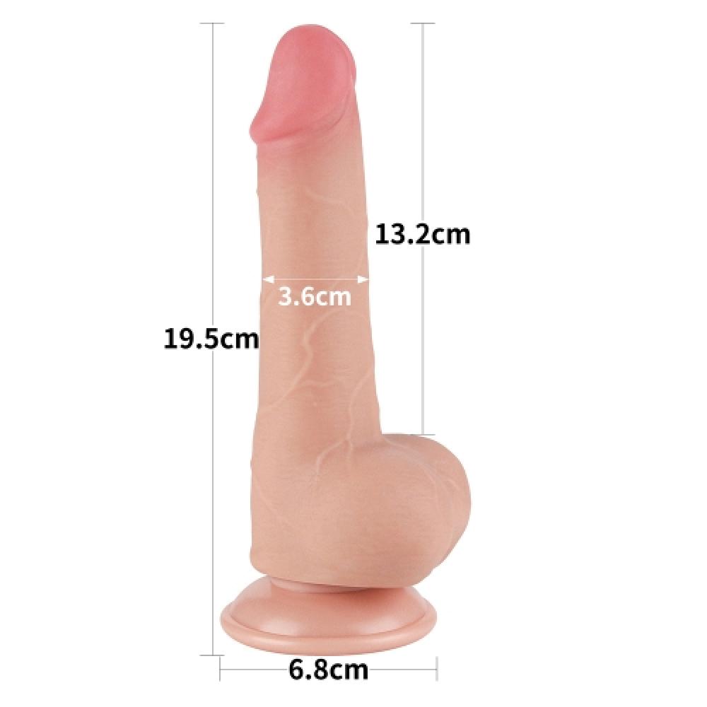 Çift Katmanlı Kayar Deri Damarlı 19.5 CM Dildo