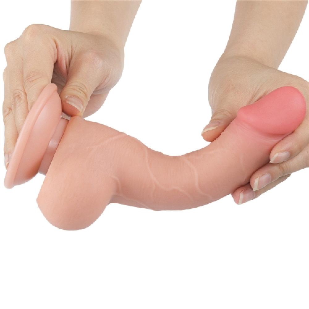 Çift Katmanlı Kayar Deri Damarlı 19.5 CM Dildo