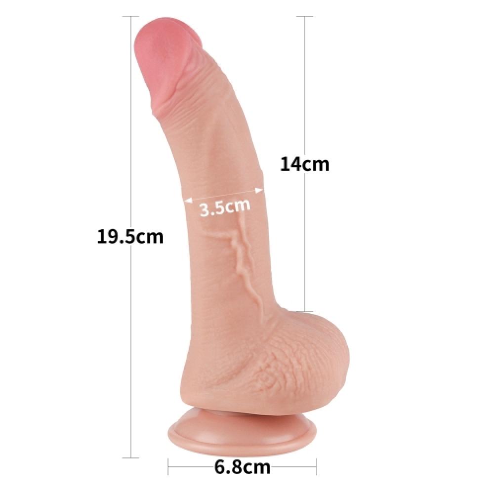 Çift Katmanlı Kayar Deri Damarlı 19.5 CM Dildo Yapay Penis