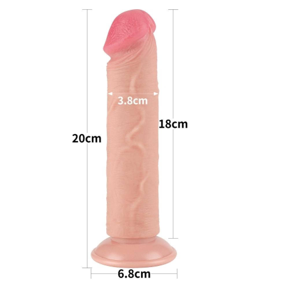 Çift Katmanlı Kayar Deri Damarlı 20 CM Dildo 