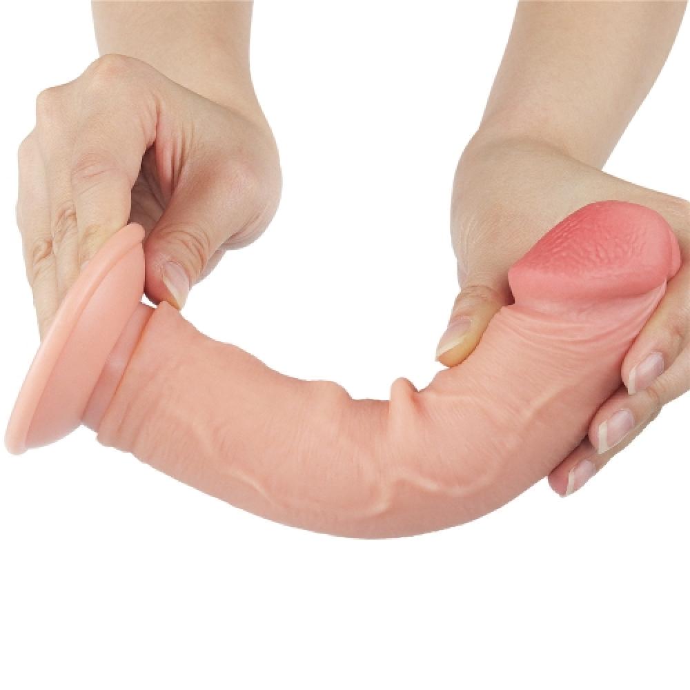 Çift Katmanlı Kayar Deri Damarlı 20 CM Dildo 