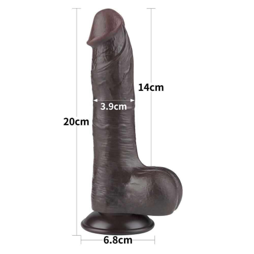 Çift Katmanlı Kayar Deri Damarlı 20 CM Dildo Siyah 