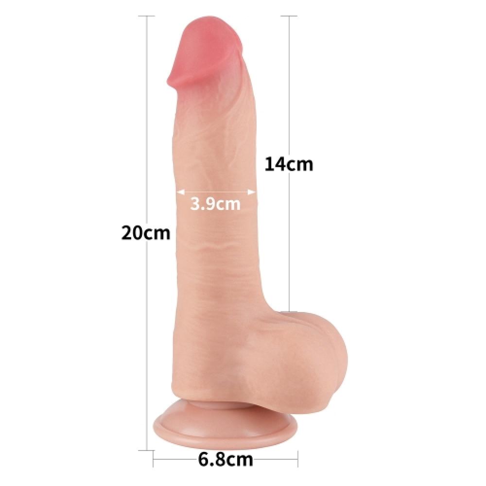 Çift Katmanlı Kayar Deri Damarlı 20 CM Dildo Yapay Penis
