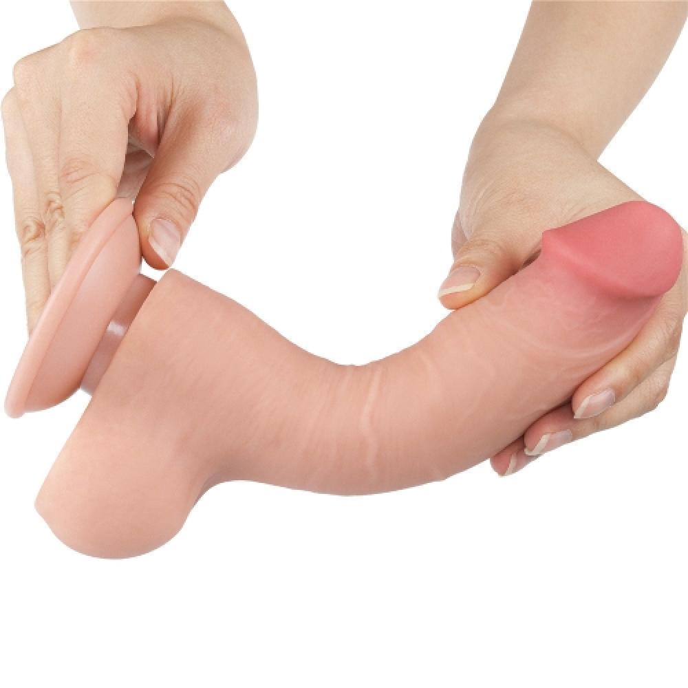 Çift Katmanlı Kayar Deri Damarlı 20 CM Dildo Yapay Penis