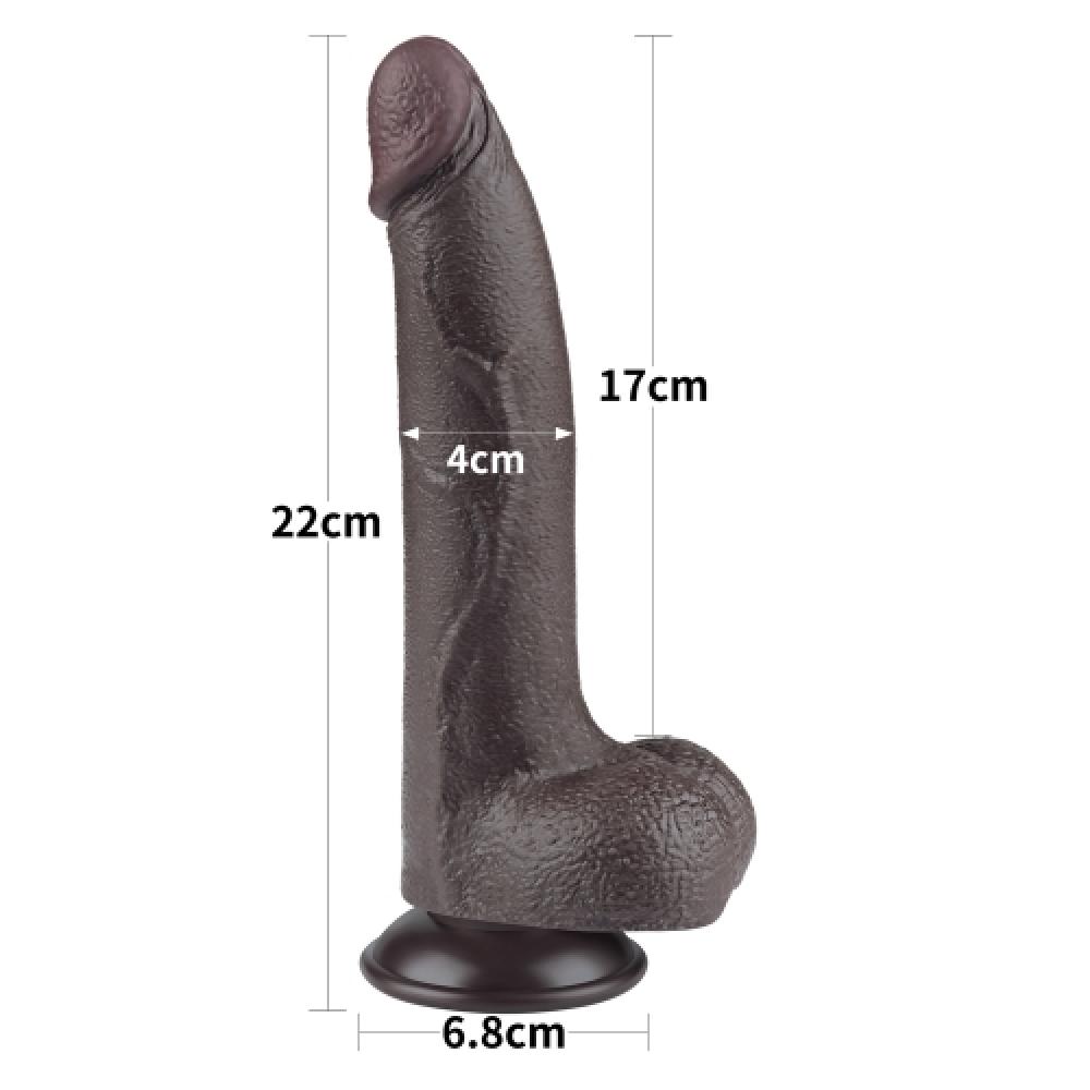 Çift Katmanlı Kayar Deri Damarlı 22 CM Büyük Dildo Yapay Penis
