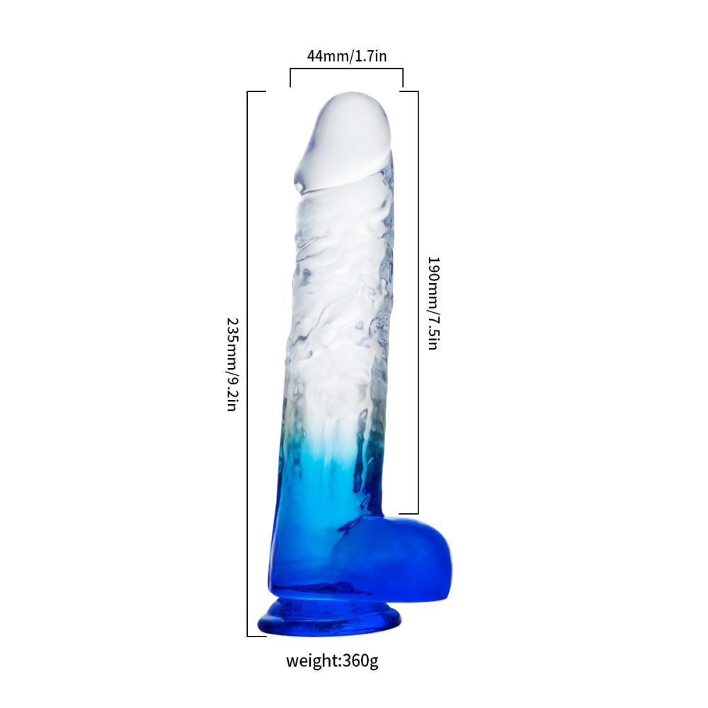 Dibly 23.5 CM Jel Dokulu Realistik Dildo Mavi