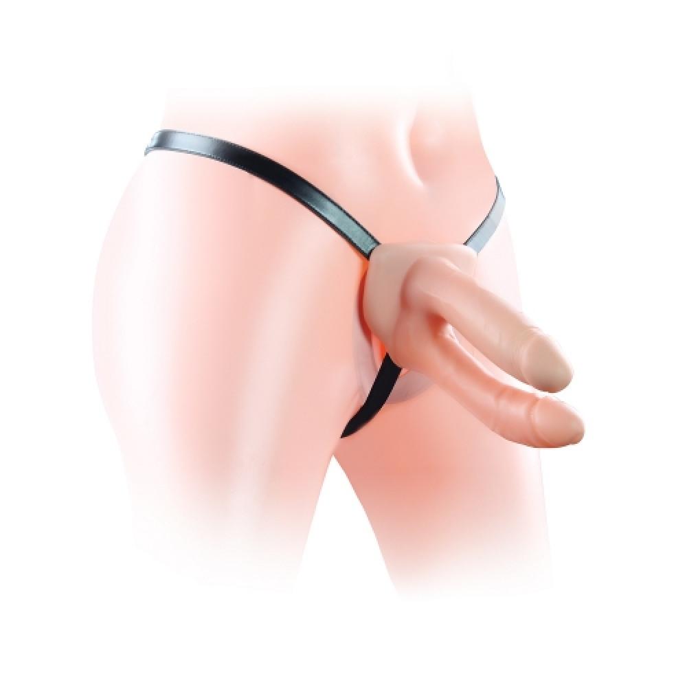 HALLOW Çift Dildolu Tanga Kemerli İçi Boş Unisex Strapon