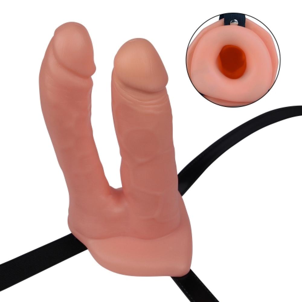 HALLOW Çift Dildolu Tanga Kemerli İçi Boş Unisex Strapon