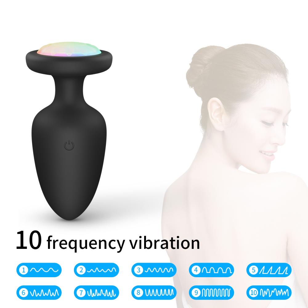 Kablosuz Kumandalı RGB Işıklı Silikon Anal Plug Şarjlı Butt Plug