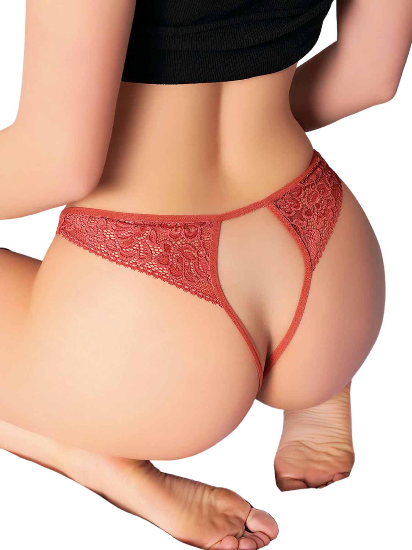 Kiremit Rengi Dantelli Fantezi G-String L-XL 9168-
