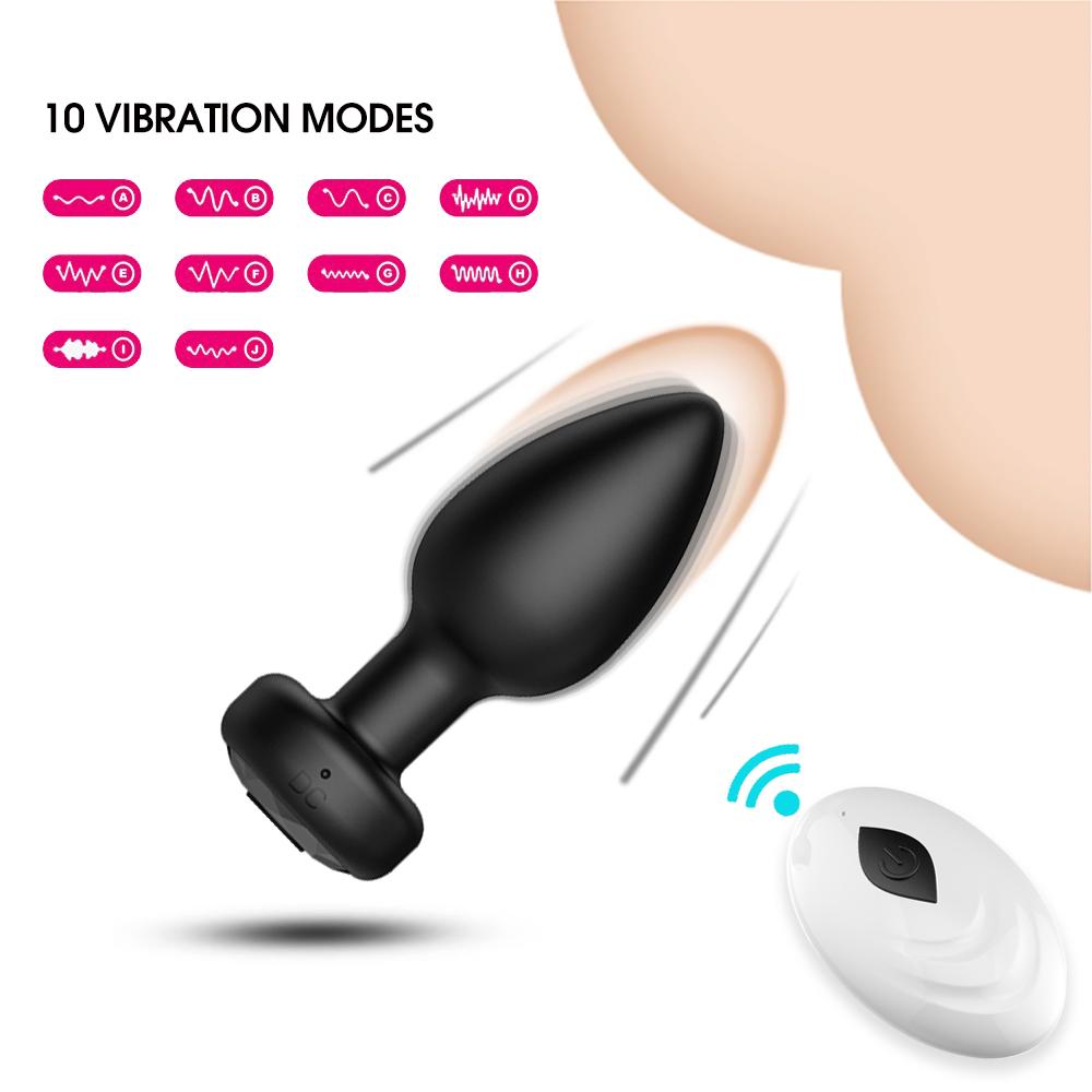 Kumandalı 10 Mod Titreşimli Şarjlı Anal Plug 9 CM Butt Plug