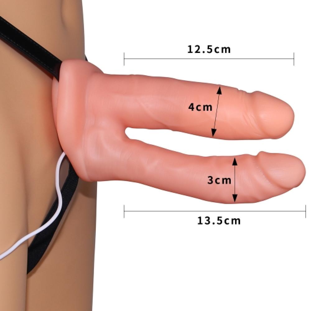 Kumandalı Çift Dildolu Tanga Kemerli İçi Boş Unisex Strapon