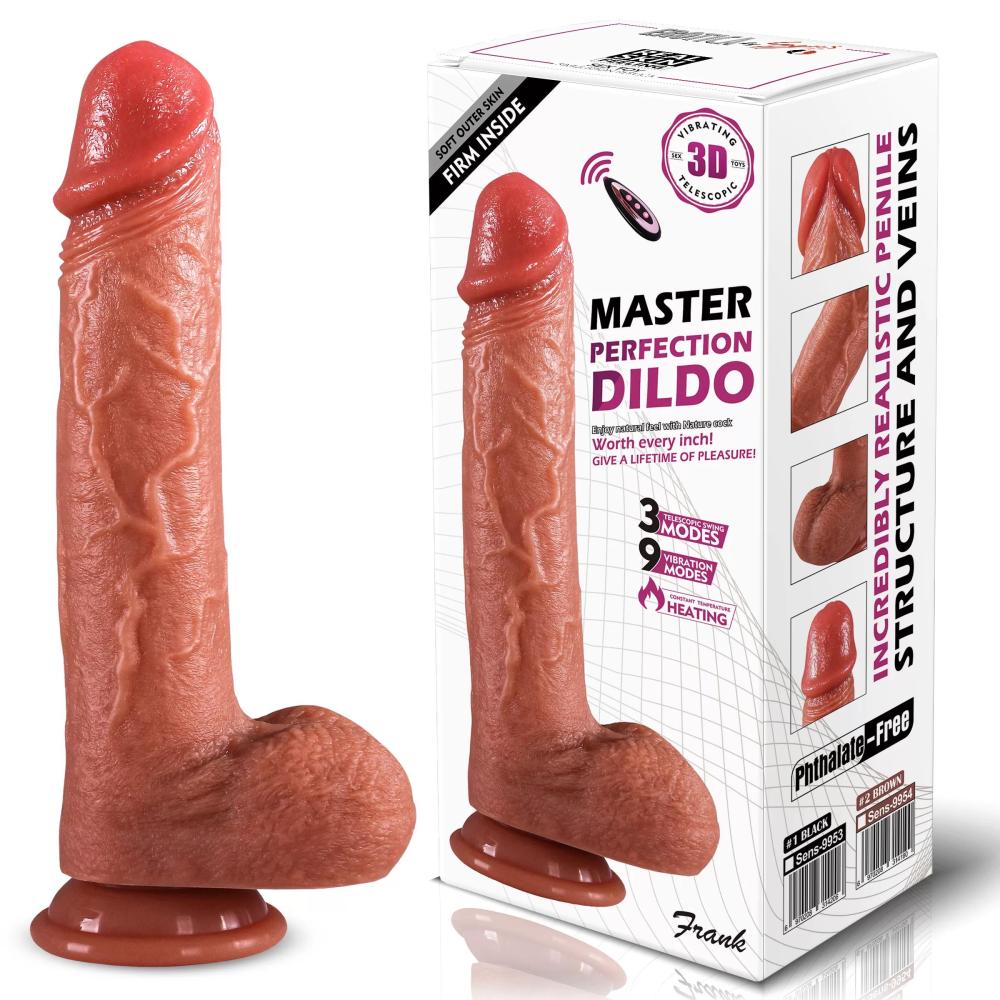 25 CM Kumandalı Isıtmalı İleri Geri Hareketli Titreşimli Damarlı Dildo Realistik Penis