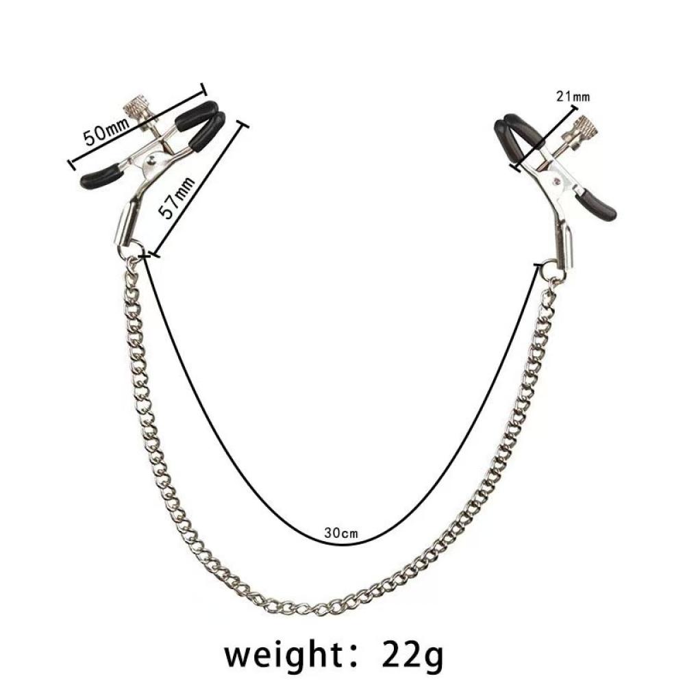 Lolly Sertlik Ayarlı Zincirli Göğüs Ucu Klipsi Siyah Nipple Clamps