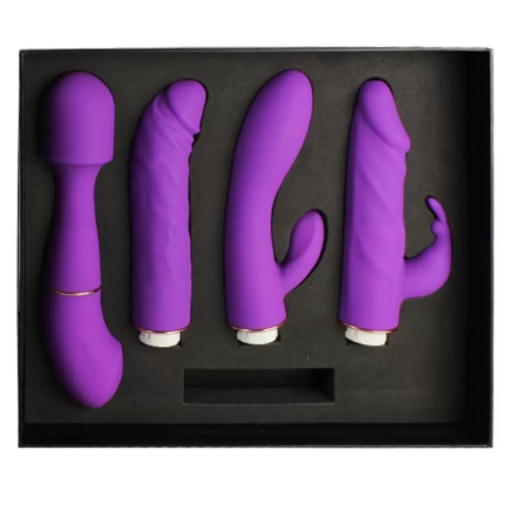 LoveBomb Değiştirilebilir Başlıklı 4 lü Vibratör Set Şarjlı Saklama Kutulu