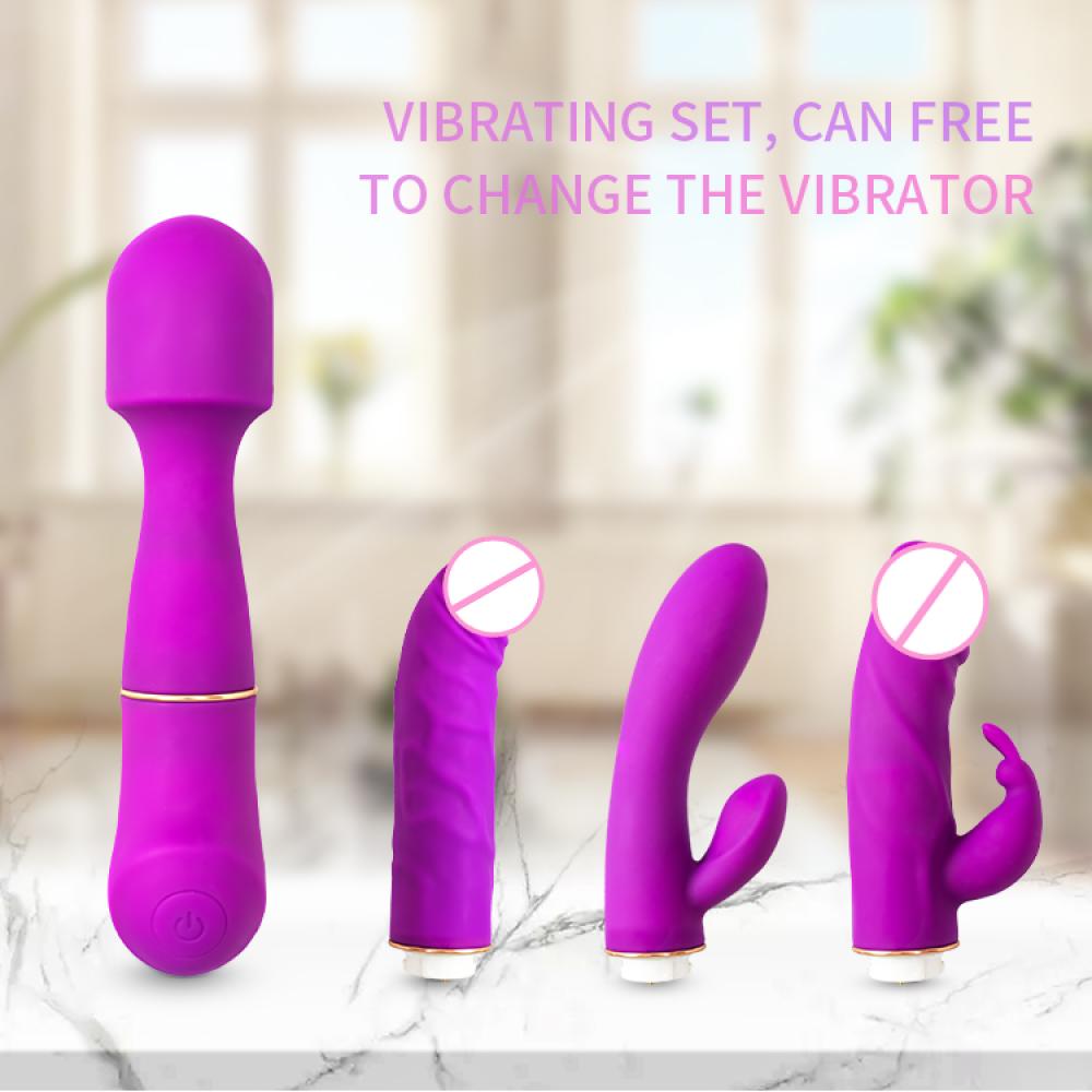 LoveBomb Değiştirilebilir Başlıklı 4 lü Vibratör Set Şarjlı Saklama Kutulu