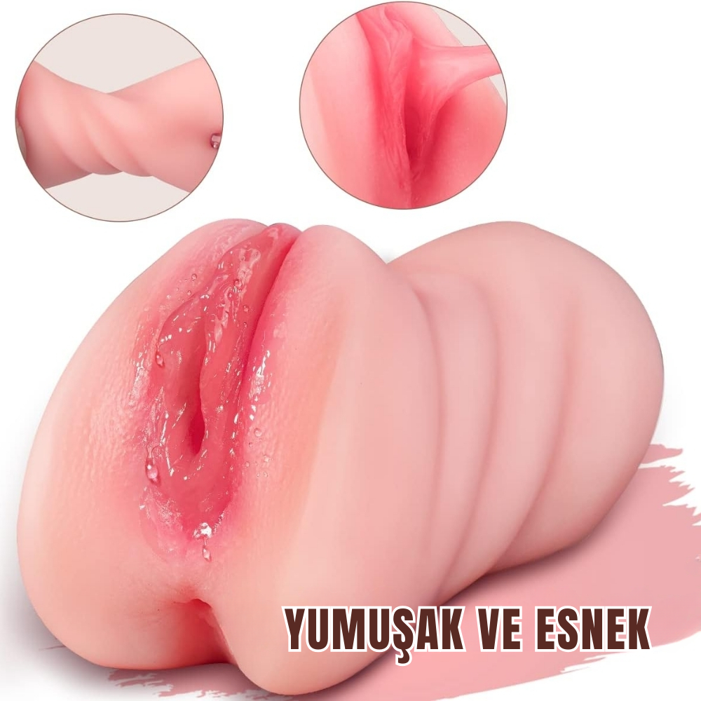 Lucia Realistik Dokulu Oral Anal Vajinal 3 in 1 Titreşimli Suni Vajina