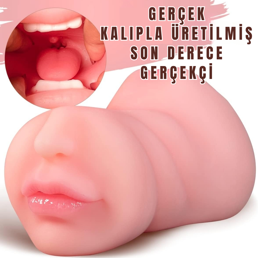 Lucia Realistik Dokulu Oral Anal Vajinal 3 in 1 Titreşimli Suni Vajina